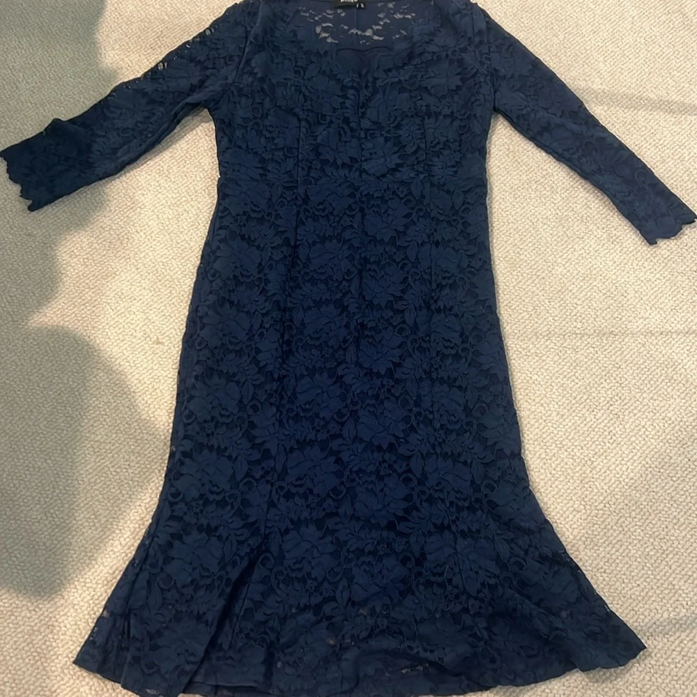 Elegant Navy Lace Dress - Picture 2 of 3